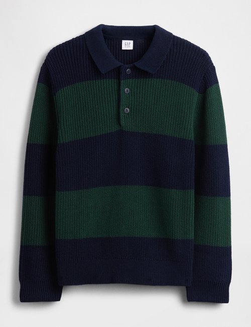 COTTON LS POLO SWEATER