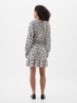 Relaxed Smocked Splitneck Mini Dress