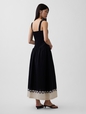 Linen-Blend Drop-Waist Corset Maxi Dress