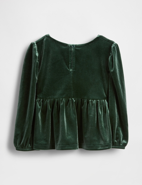 LS VELOUR DBL BOW PEPLUM TOP