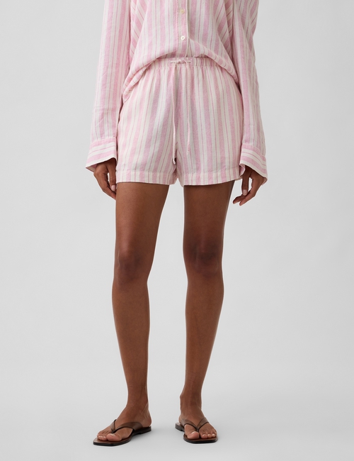 4" High Rise Pull-On Linen-Blend Shorts