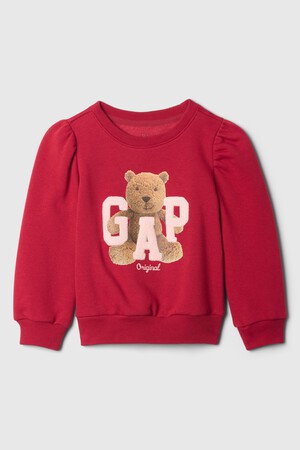 babyGap Vintage Soft Puff Sleeve Bear Logo Sweatshirt