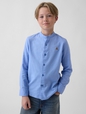 Kids Linen-Cotton Banded Collar Shirt