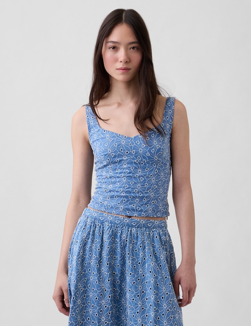 Eyelet Crop Bustier Top