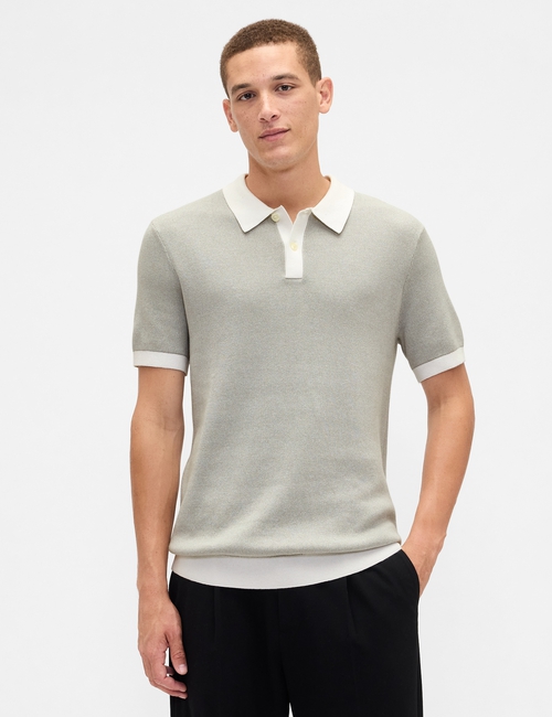 V-SS BIRDSEYE POLO SWEATER