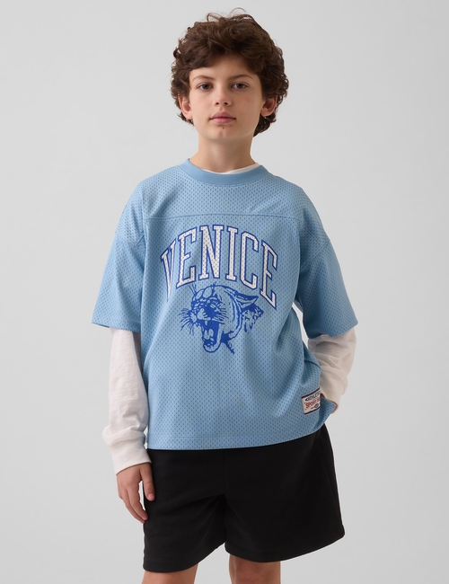 Kids Mesh Oversized Graphic Jersey T-Shirt