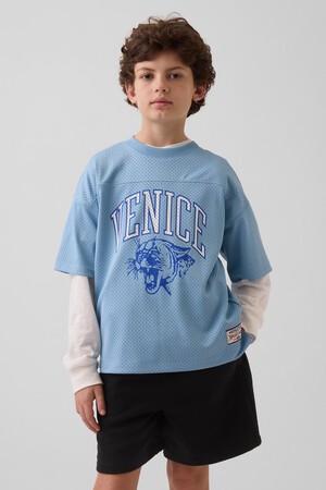 Kids Mesh Oversized Graphic Jersey T-Shirt