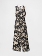 Smocked Wide-Leg V-Neck Jumpsuit