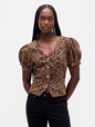 Puff-Sleeve Seamed Top