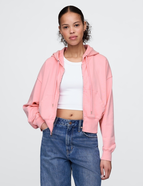 French Terry Oversized Zip Wedge Hoodie