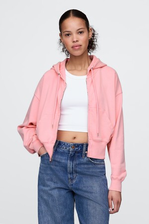 French Terry Oversized Zip Wedge Hoodie