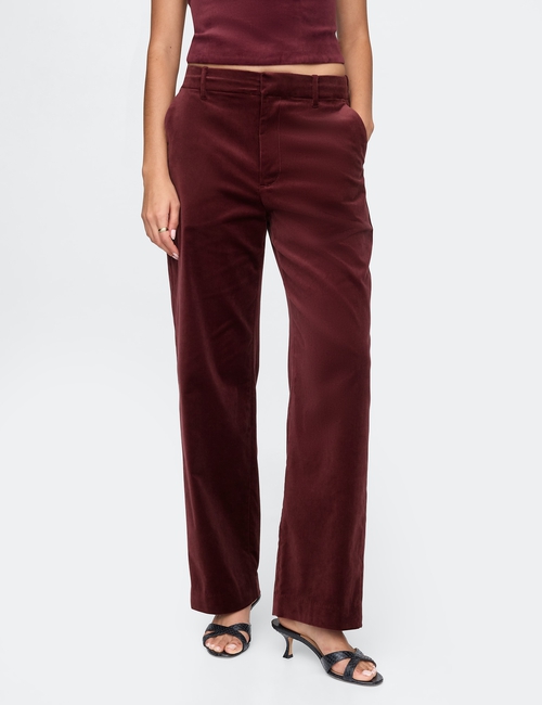 High Rise Velvet Straight Pants
