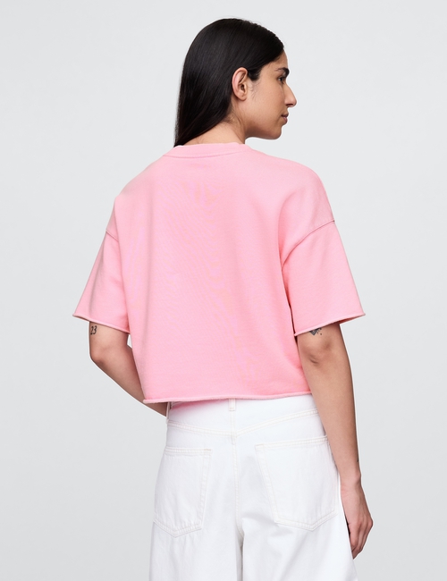 French Terry Cropped Rolled Hem Sweatshirt