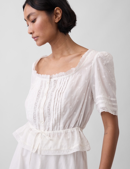 Lace-Trim Peplum Top