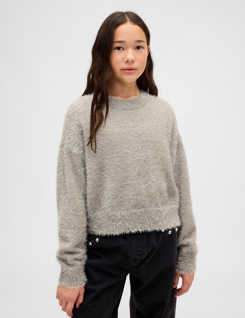 Kids Metallic Eyelash Crewneck Sweater