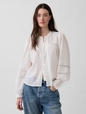 Lace-Trim Pintuck Top