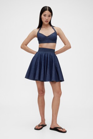 GapStudio Pleated Denim Mini Skirt