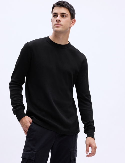 Waffle-Knit Crewneck T-Shirt