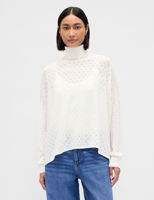 Oversized Pointelle Turtleneck
