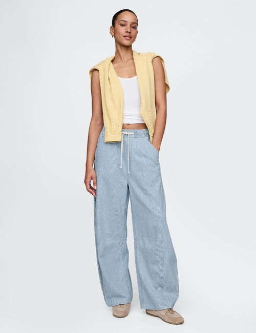 Mid Rise UltraSoft Denim Stripe Easy Horseshoe Jeans