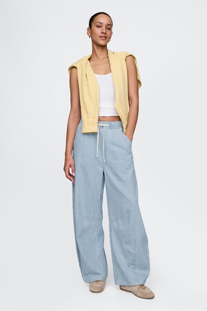 Mid Rise UltraSoft Denim Stripe Easy Horseshoe Jeans