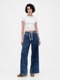 Mid Rise Knit Denim Baggy Jeans