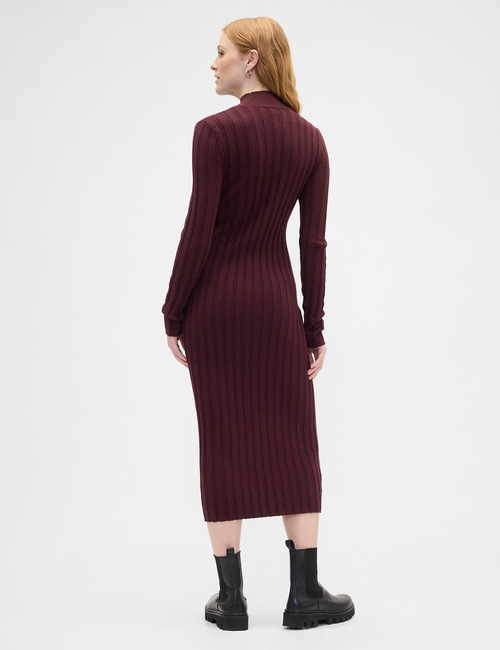 CashSoft Ribbed Mockneck Midi Dress