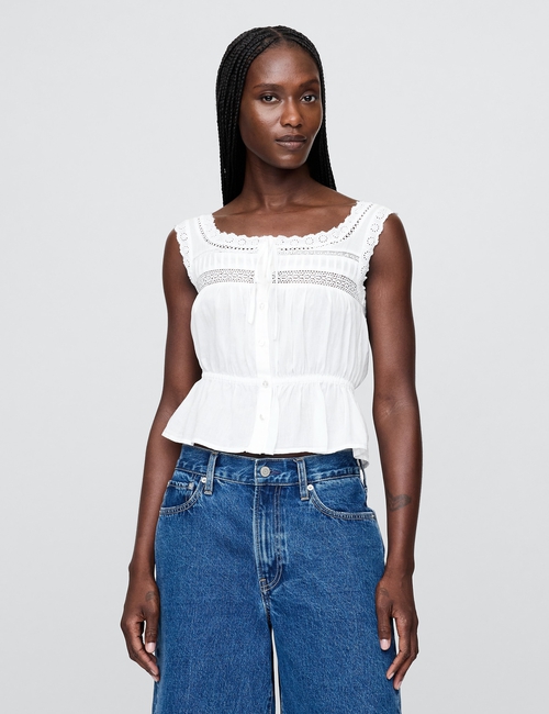 Lace-Trim Peplum Top