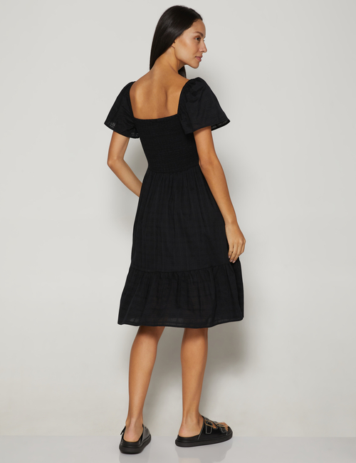Smocked Squareneck Midi Dress