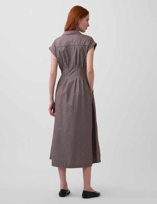 Poplin Cinched Midi Shirtdress