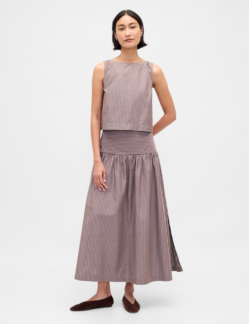 Poplin Drop-Waist Maxi Skirt