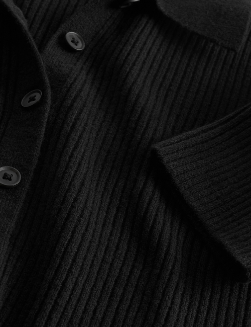 CashSoft Rib Collared Midi Cardigan Dress