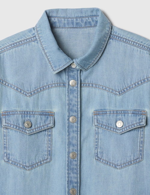 Kids Oversized Denim Western Shirt