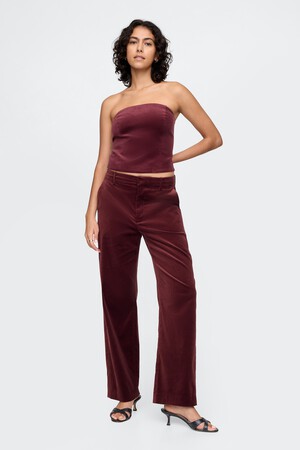 High Rise Velvet Straight Pants