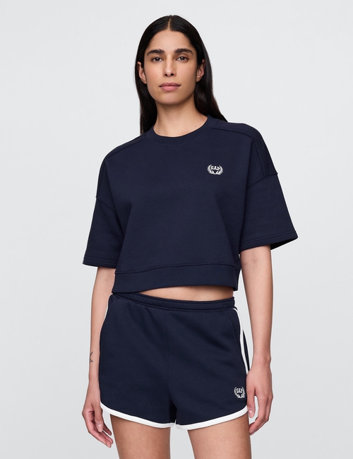 VintageSoft Cropped Elbow-Sleeve Sweatshirt