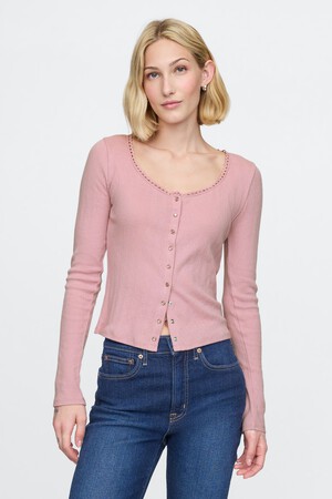 Cropped Pointelle Cardigan