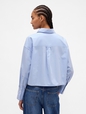 LS STRAIGHT HEM CROPPED SHIRT - POPLIN SHINE