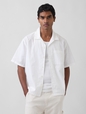 Linen-Cotton Relaxed Straight-Hem Shirt