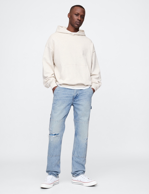 Railroad Striped Straight Carpenter Jeans