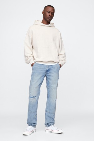 Railroad Striped Straight Carpenter Jeans