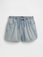Kids High Rise Denim Easy Shorts