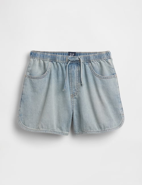 Kids High Rise Denim Easy Shorts