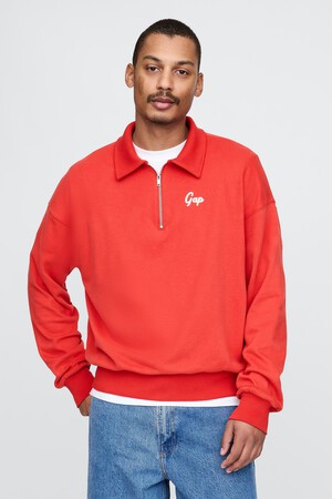 Vintage Soft Gap Logo Polo Sweatshirt