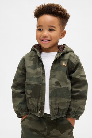 Baby & Toddler Sherpa-Lined Hooded Camo Denim Jacket