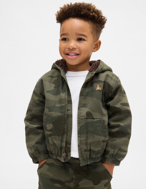 Baby & Toddler Sherpa-Lined Hooded Camo Denim Jacket