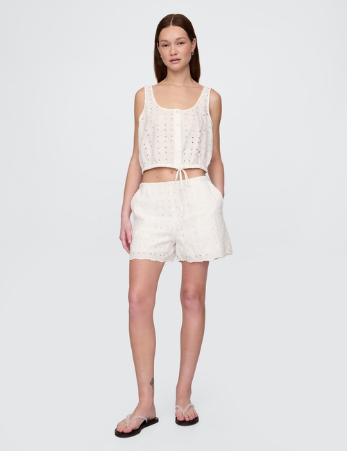 High Rise Eyelet Easy Shorts