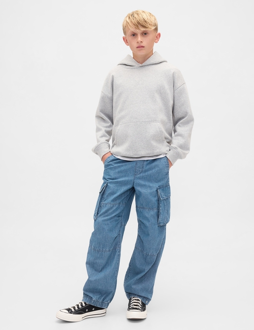 Kids Denim Baggy Cargo Joggers