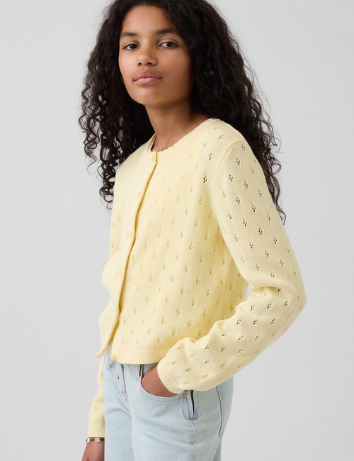 Kids Pointelle Cardigan Sweater