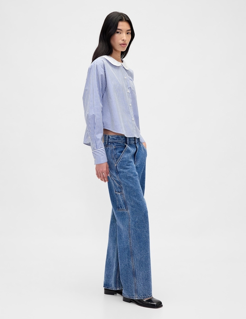 GAP X SL PETER PAN COLLAR CROPPED LS SHIRT