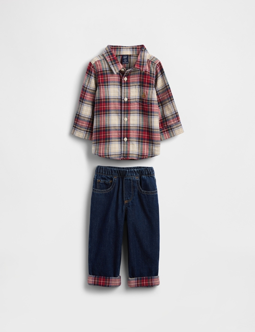 Baby Flannel & Denim Outfit Set